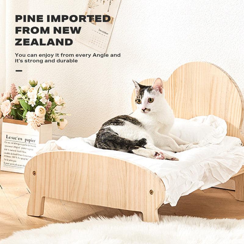 Buy Cat Dog Wooden Bed Pet Sofa for Small Pet Wood Frame Beds With Bedding discounted | Products On Sale Australia