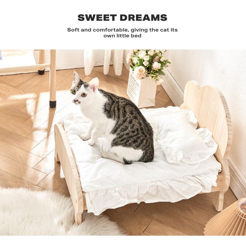 Buy Cat Dog Wooden Bed Pet Sofa for Small Pet Wood Frame Beds With Bedding discounted | Products On Sale Australia