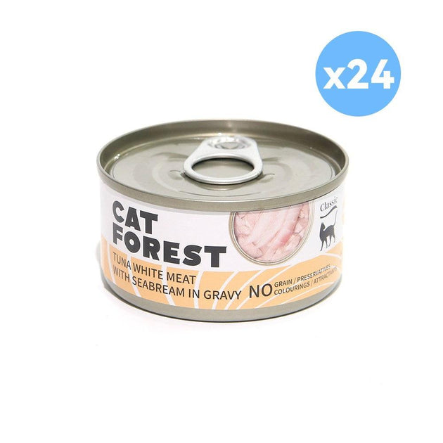 Buy CAT FOREST Classic Tuna White Meat With Seabream In Gravy Cat Canned Food 85G X 24 discounted | Products On Sale Australia