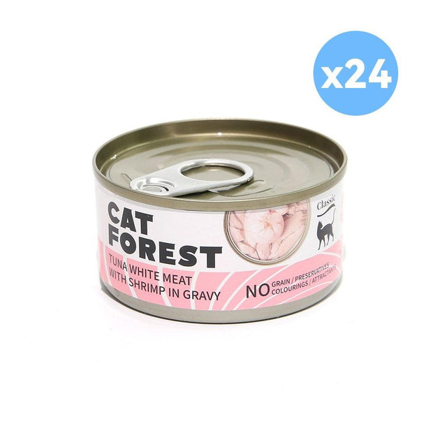 Buy CAT FOREST Classic Tuna White Meat With Shrimp In Gravy Cat Canned Food 85G X 24 discounted | Products On Sale Australia