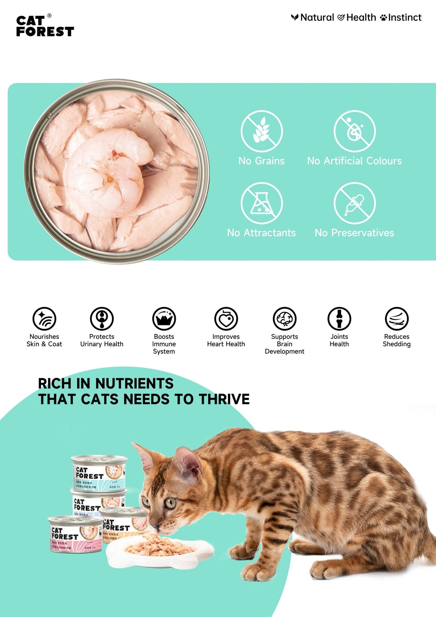 Buy CAT FOREST Classic Tuna White Meat With Shrimp In Gravy Cat Canned Food 85G X 24 discounted | Products On Sale Australia