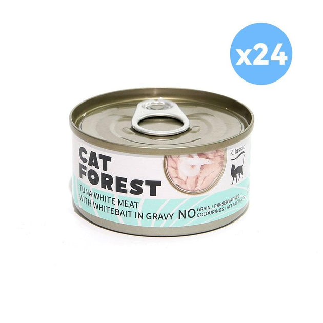 Buy CAT FOREST Classic Tuna White Meat With Whitebait In Gravy Cat Canned Food 85G X 24 discounted | Products On Sale Australia