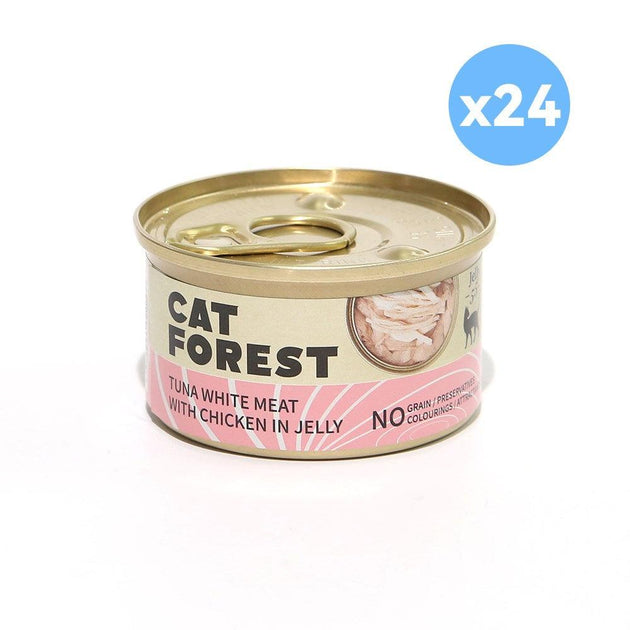 Buy CAT FOREST Premium Tuna White Meat With Chicken In Jelly Cat Canned Food 85G X 24 discounted | Products On Sale Australia