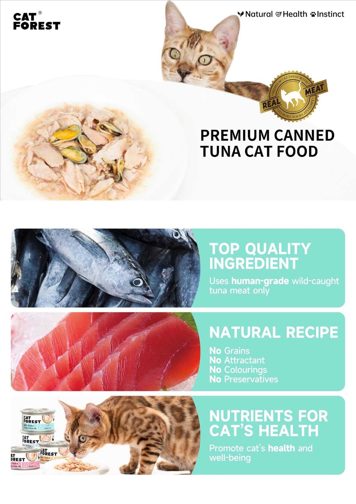 Buy CAT FOREST Premium Tuna White Meat With Chicken In Jelly Cat Canned Food 85G X 24 discounted | Products On Sale Australia