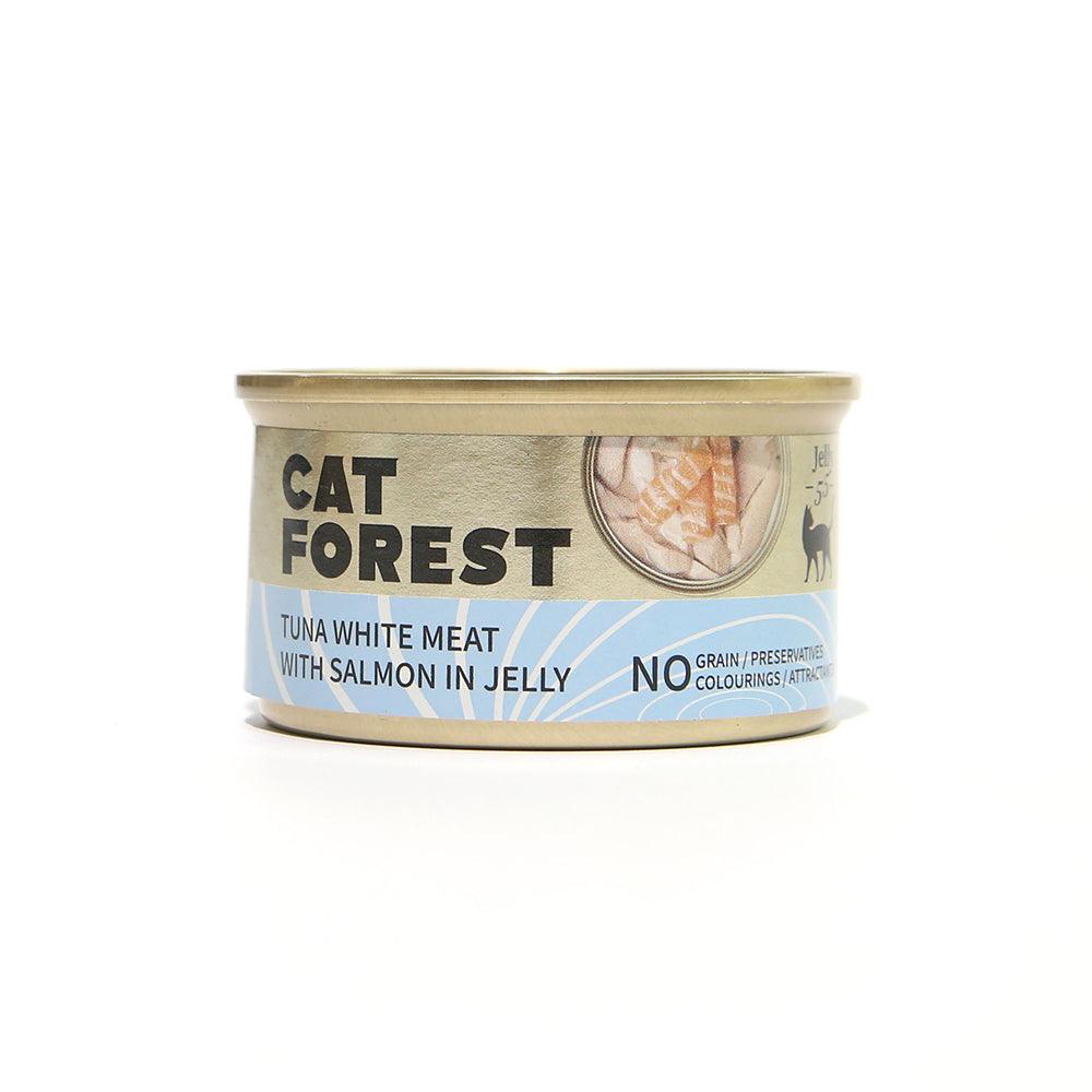 Buy CAT FOREST Premium Tuna White Meat With Salmon In Jelly Cat Canned Food 85G X 24 discounted | Products On Sale Australia