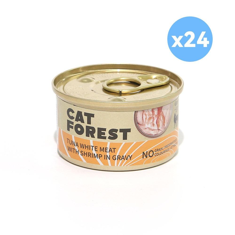 Buy CAT FOREST Premium Tuna White Meat With Shrimp In Gravy Cat Canned Food 85G X 24 discounted | Products On Sale Australia