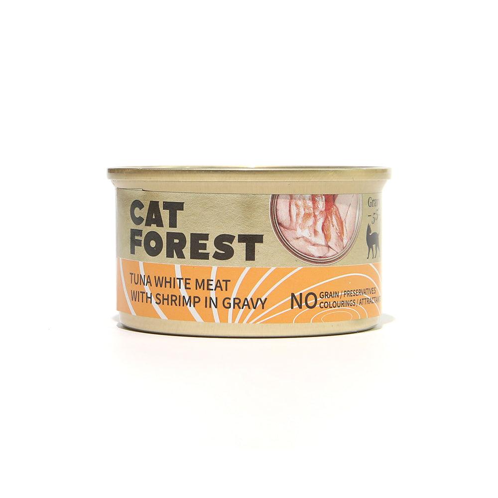 Buy CAT FOREST Premium Tuna White Meat With Shrimp In Gravy Cat Canned Food 85G X 24 discounted | Products On Sale Australia