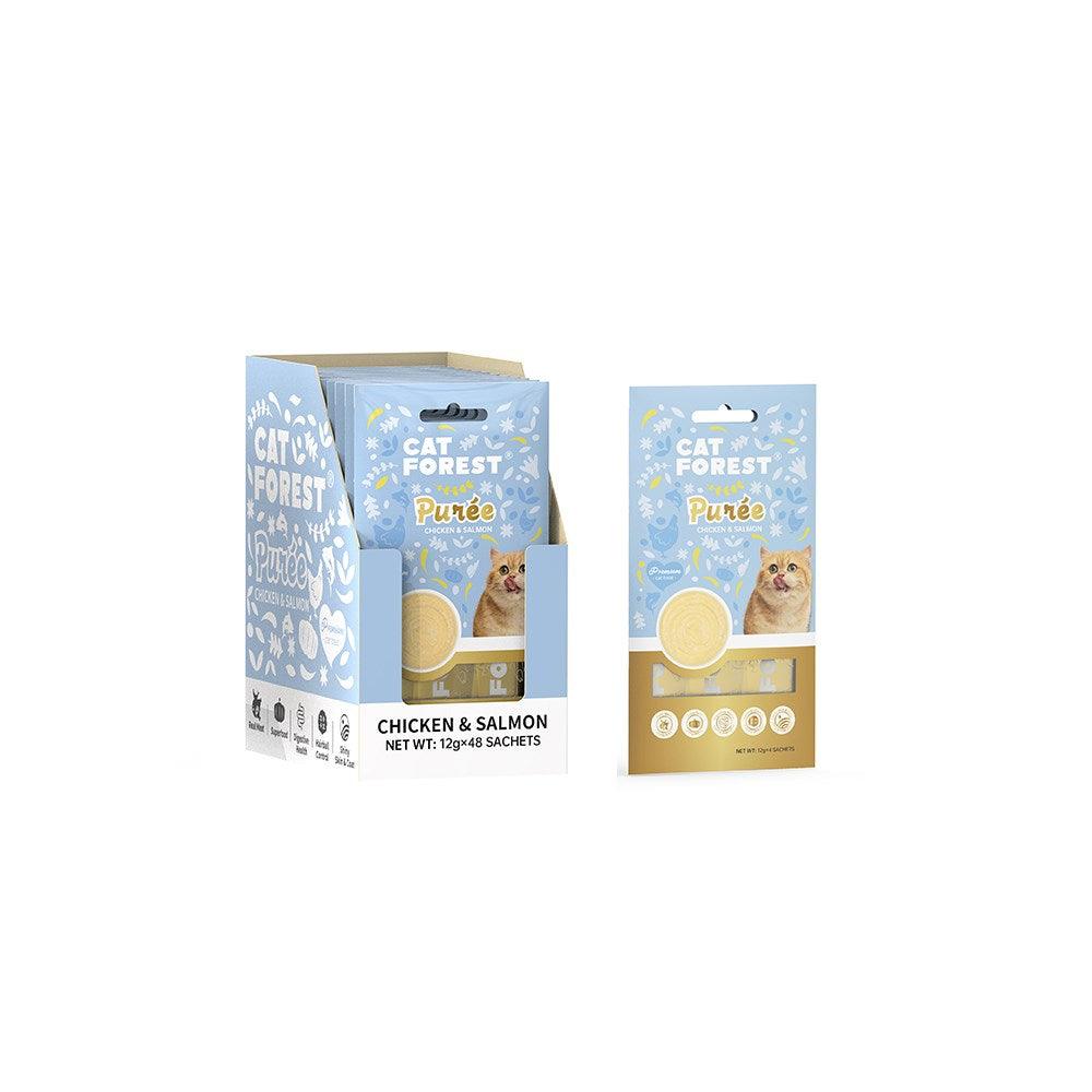 Buy CAT FOREST Puree Chicken With Salmon Cat Treats 12g x 48 discounted | Products On Sale Australia