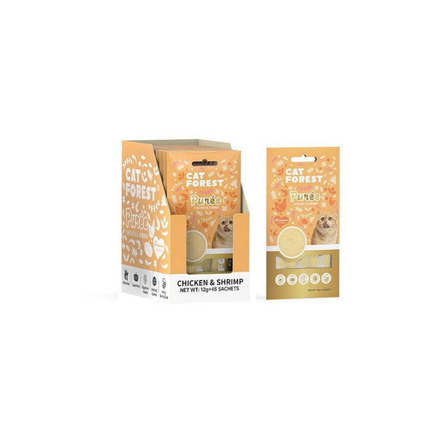 Buy CAT FOREST Puree Chicken With Shrimp Cat Treats 12g x 48 discounted | Products On Sale Australia