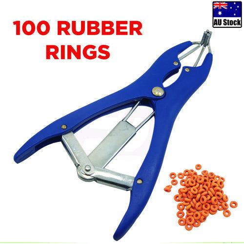 Buy Cattle Lamb Sheep Elastrator Castrating Plier with 100 Rubber discounted | Products On Sale Australia