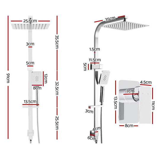 Buy Cefito 10'' Rain Shower Head Set Handheld Square High Pressure Mixer Tap Chrome discounted | Products On Sale Australia