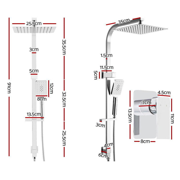 Buy Cefito 10'' Rain Shower Head Set Handheld Square High Pressure Mixer Tap Chrome discounted | Products On Sale Australia