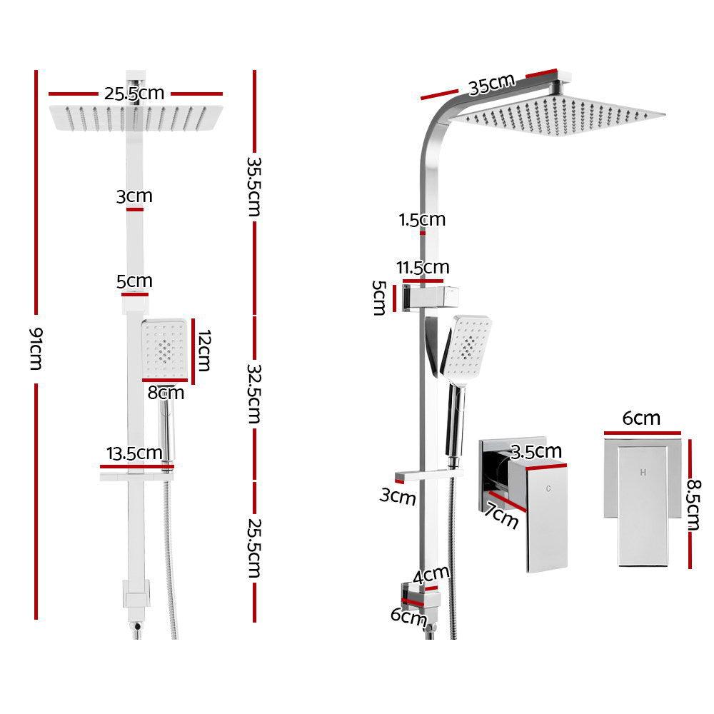 Buy Cefito 10'' Rain Shower Head Set Handheld Square High Pressure Twins Tap Chrome discounted | Products On Sale Australia