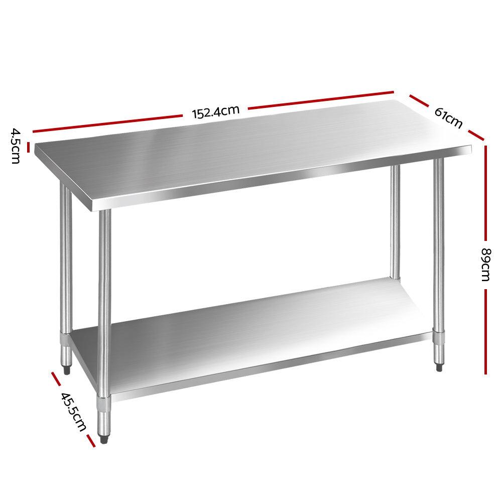 Buy Cefito 1524x610mm Stainless Steel Kitchen Bench 430 discounted | Products On Sale Australia