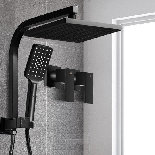 Buy Cefito 8'' Rain Shower Head Set Handheld Round High Pressure Twins Tap Black discounted | Products On Sale Australia