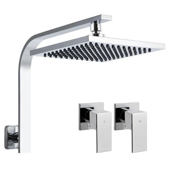 Buy Cefito 8'' Rain Shower Head Wall Arm Square High Pressure Twins Tap Chrome discounted | Products On Sale Australia