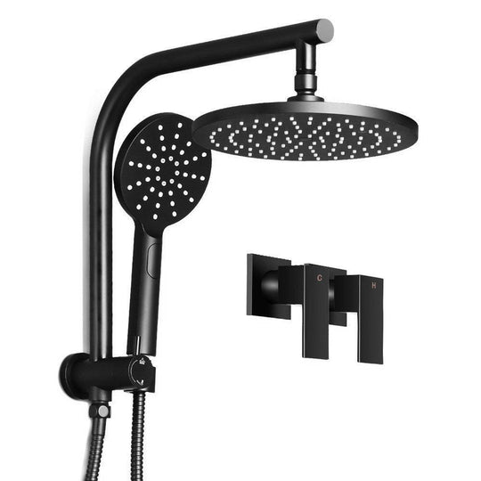 Buy Cefito 9'' Rain Shower Head Set Handheld Round High Pressure Twins Tap Black discounted | Products On Sale Australia