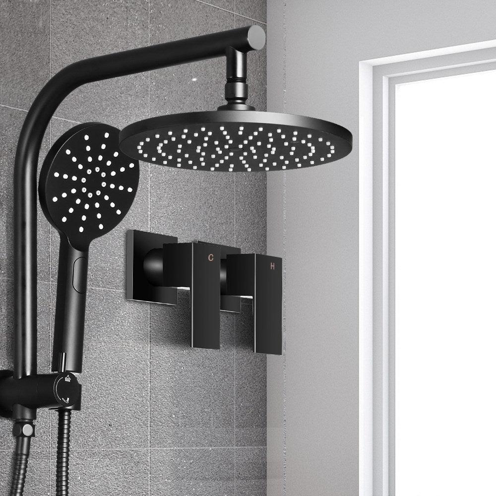 Buy Cefito 9'' Rain Shower Head Set Handheld Round High Pressure Twins Tap Black discounted | Products On Sale Australia