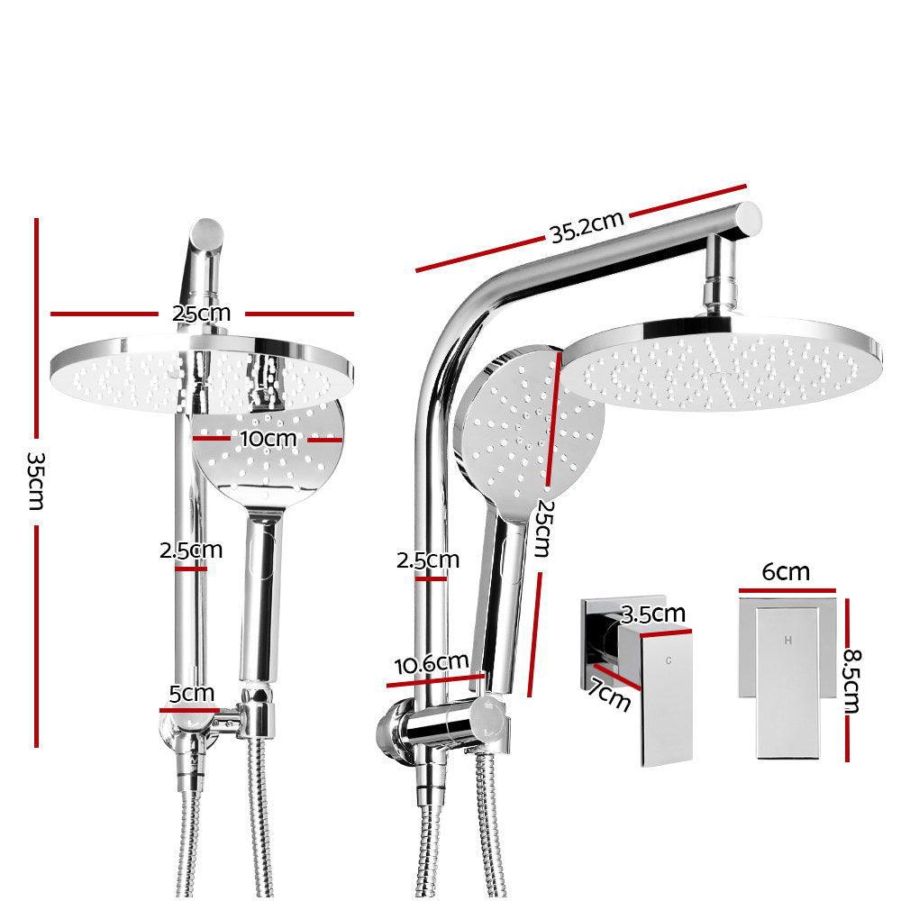 Buy Cefito 9'' Rain Shower Head Set Handheld Round High Pressure Twins Tap Chome discounted | Products On Sale Australia