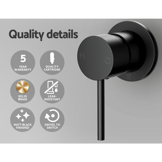 Buy Cefito Basin Mixer Wall Tap Round Brass Faucet Shower Bathtub Black discounted | Products On Sale Australia