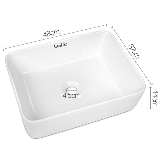 Buy Cefito Bathroom Basin Ceramic Vanity Sink Hand Wash Bowl 48x37cm White discounted | Products On Sale Australia