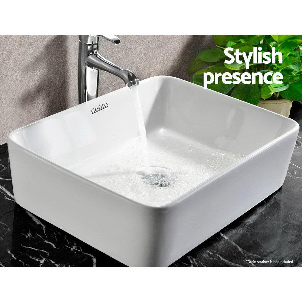 Buy Cefito Bathroom Basin Ceramic Vanity Sink Hand Wash Bowl 48x37cm White discounted | Products On Sale Australia