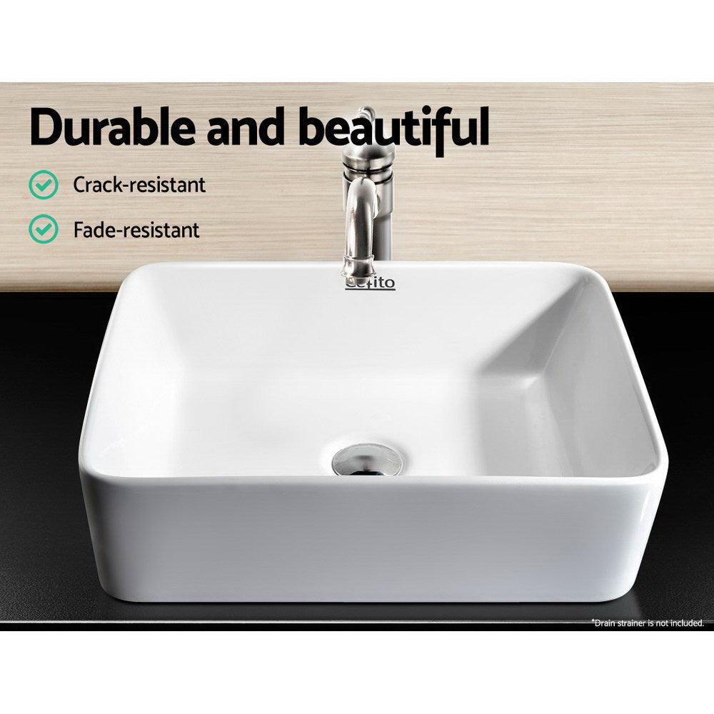 Buy Cefito Bathroom Basin Ceramic Vanity Sink Hand Wash Bowl 48x37cm White discounted | Products On Sale Australia