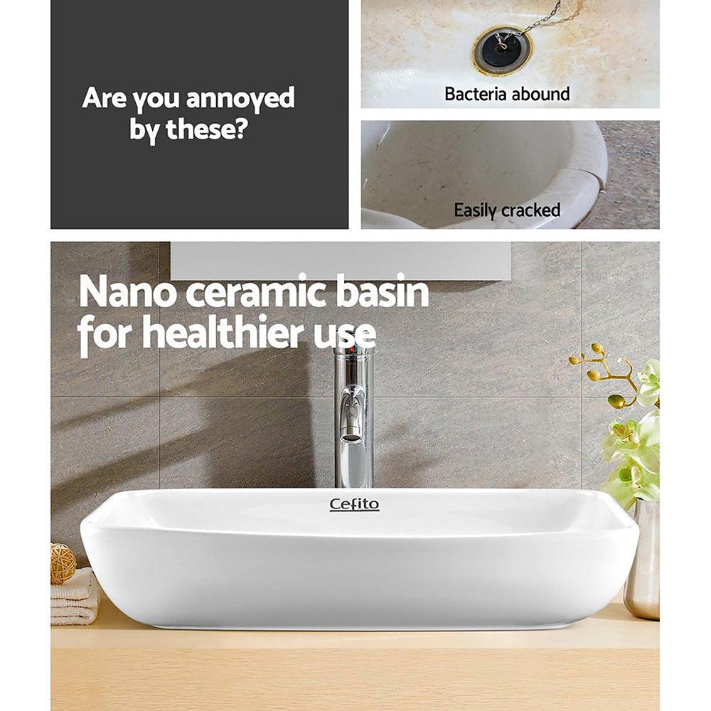 Buy Cefito Bathroom Basin Ceramic Vanity Sink Hand Wash Bowl 60x38cm discounted | Products On Sale Australia