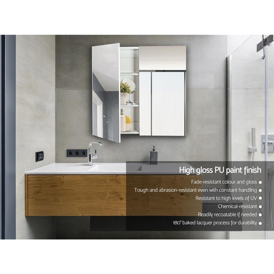 Buy Cefito Bathroom Mirror Cabinet 750x720mm White discounted | Products On Sale Australia