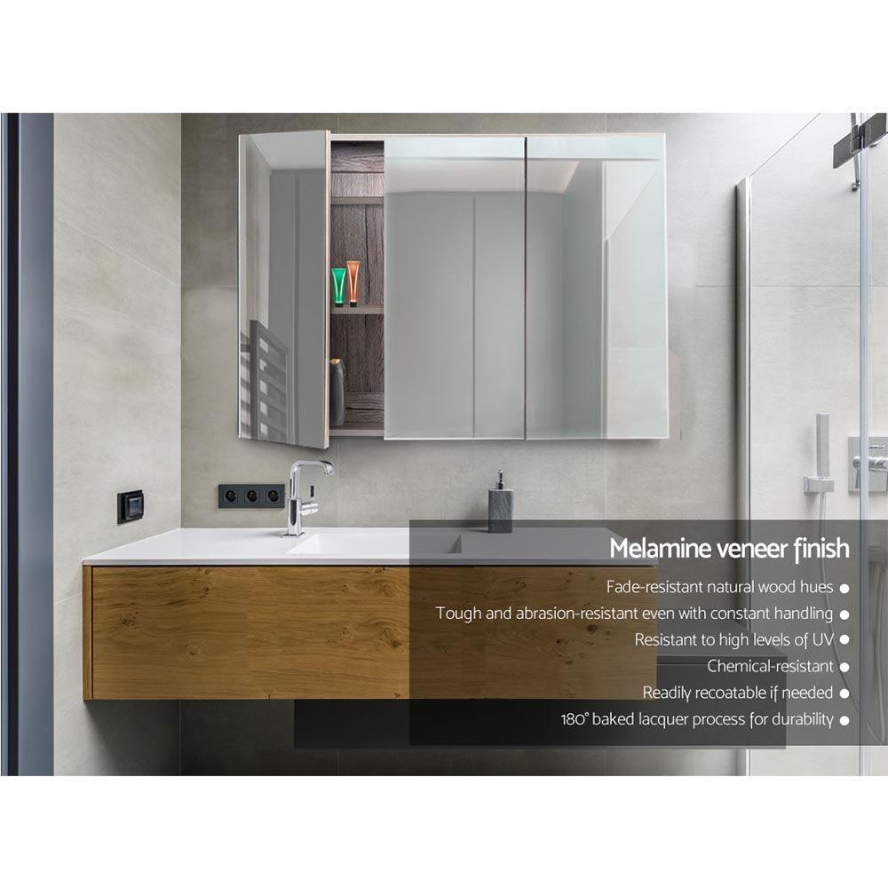 Buy Cefito Bathroom Mirror Cabinet 900x720mm Oak discounted | Products On Sale Australia