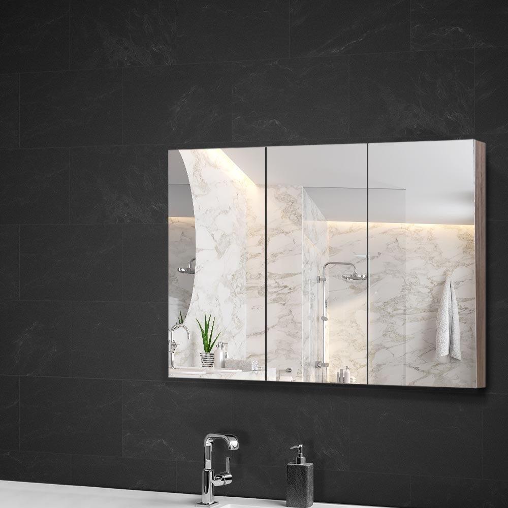 Buy Cefito Bathroom Mirror Cabinet 900x720mm Oak discounted | Products On Sale Australia