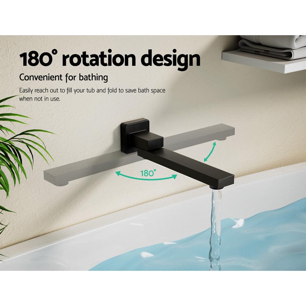 Buy Cefito Bathroom Mixer Spout Wall Bath Tap Square Swivel Bathtub Black discounted | Products On Sale Australia