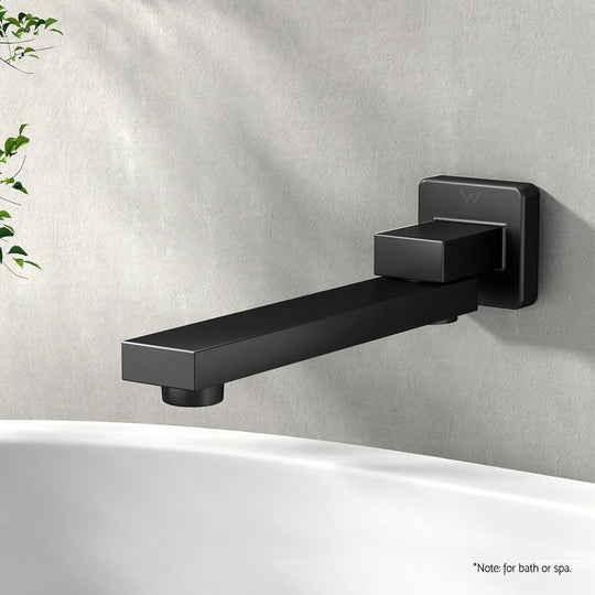 Buy Cefito Bathroom Mixer Spout Wall Bath Tap Square Swivel Bathtub Black discounted | Products On Sale Australia