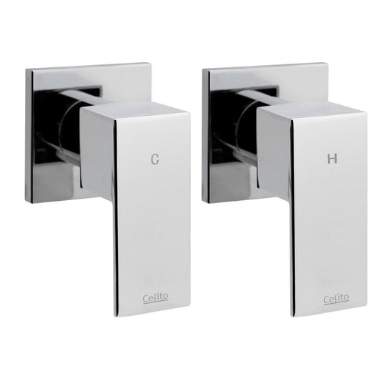 Buy Cefito Shower Twins Tap Wall Bath Taps Brass Hot Cold Basin Bathroom Chrome discounted | Products On Sale Australia