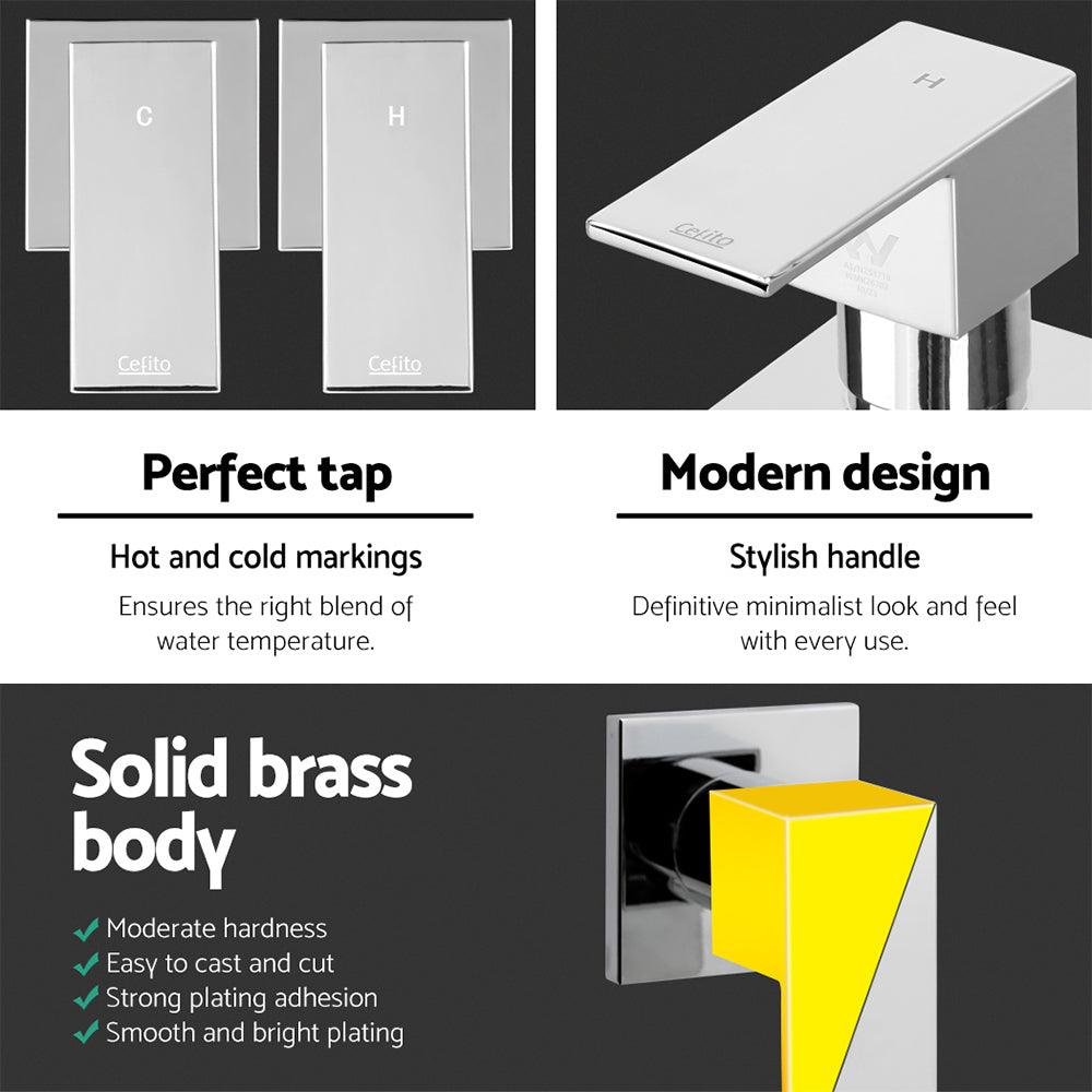 Buy Cefito Shower Twins Tap Wall Bath Taps Brass Hot Cold Basin Bathroom Chrome discounted | Products On Sale Australia