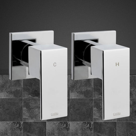 Buy Cefito Shower Twins Tap Wall Bath Taps Brass Hot Cold Basin Bathroom Chrome discounted | Products On Sale Australia