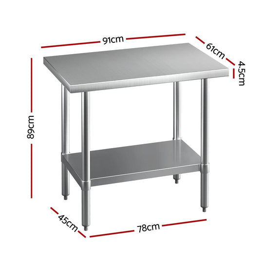 Buy Cefito Stainless Steel Kitchen Benches Work Bench 910x610mm 430 discounted | Products On Sale Australia