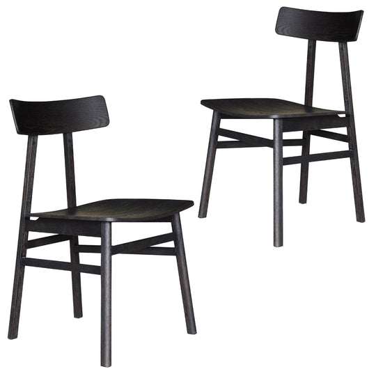 Buy Claire Dining Chair Set of 2 Solid Oak Wood Timber Seat Furniture - Black discounted | Products On Sale Australia