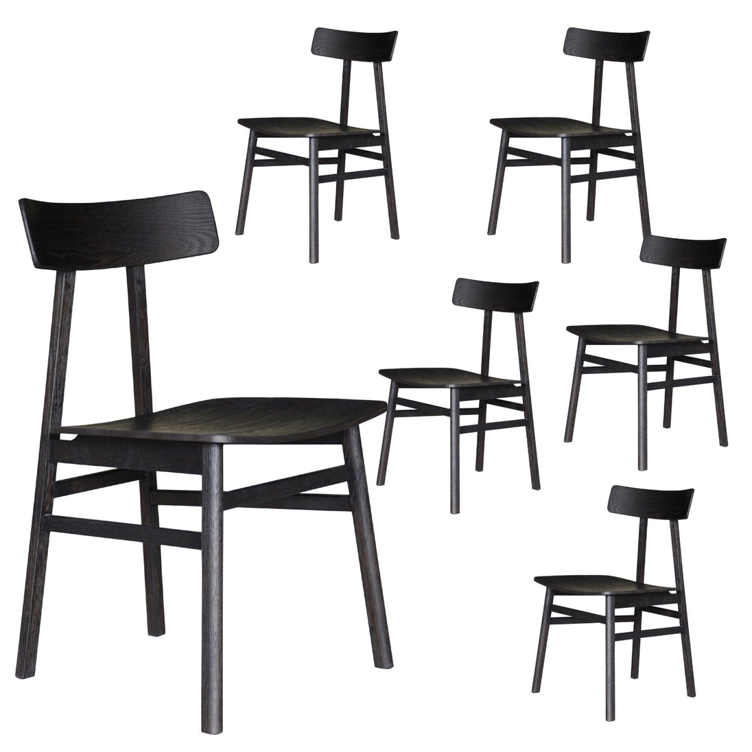 Buy Claire Dining Chair Set of 6 Solid Oak Wood Timber Seat Furniture - Black discounted | Products On Sale Australia