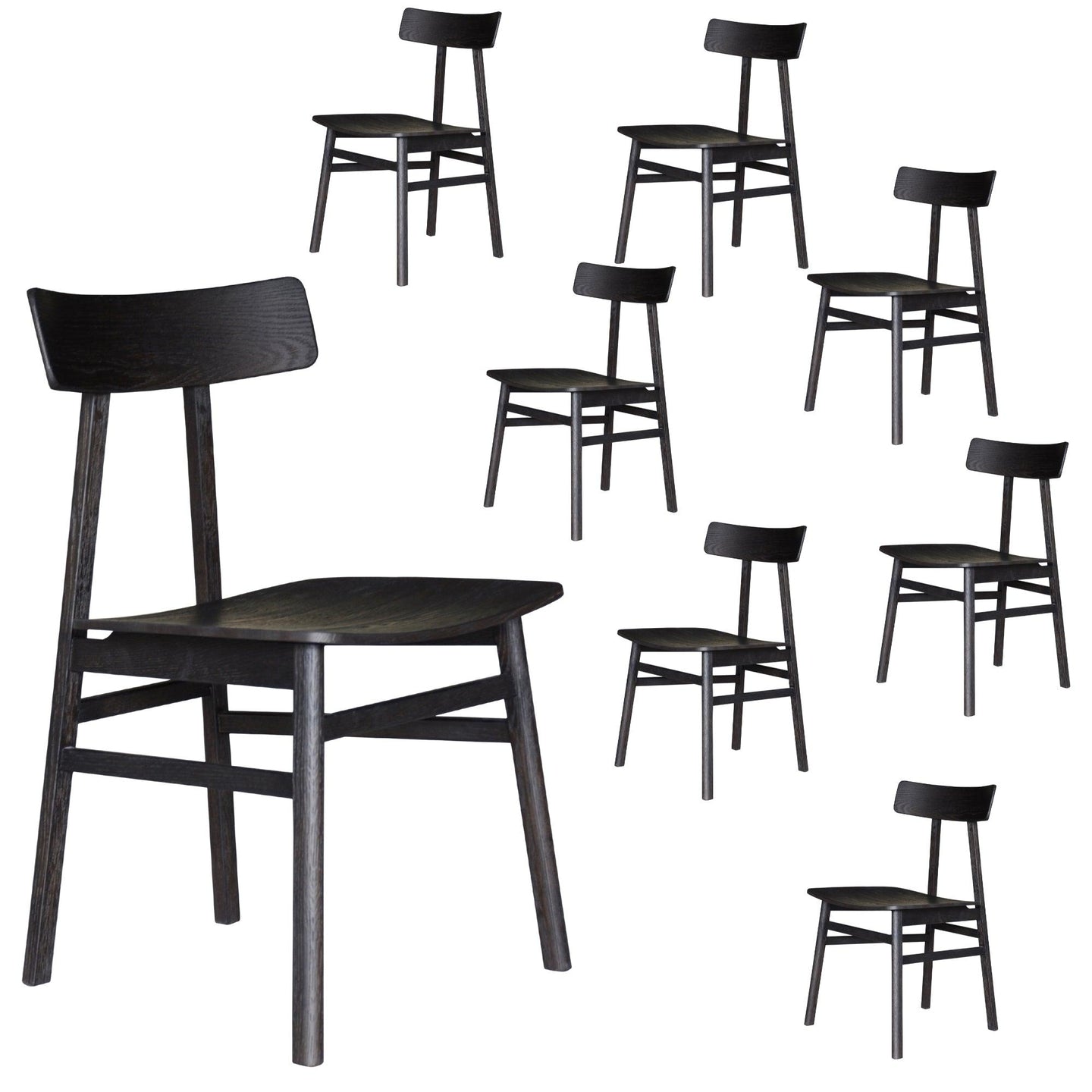 Buy Claire Dining Chair Set of 8 Solid Oak Wood Timber Seat Furniture - Black discounted | Products On Sale Australia