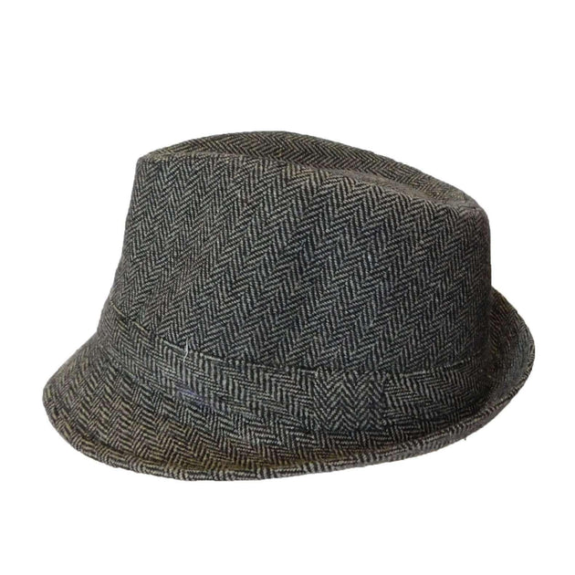 Buy CLASSIC TRILBY HAT Fedora Felt Cap Costume Gangster in Herringbone Charcoal discounted | Products On Sale Australia