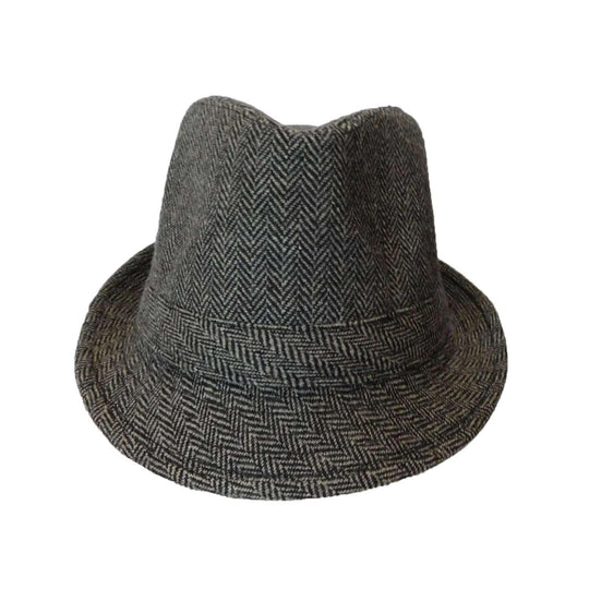 Buy CLASSIC TRILBY HAT Fedora Felt Cap Costume Gangster in Herringbone Charcoal discounted | Products On Sale Australia