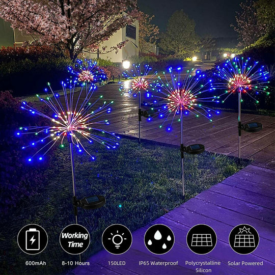 Buy Colourful Fireworks 120 LED Fairy String Lights Starburst Solar Xmas Garden Night Lamp Hot NEW discounted | Products On Sale Australia