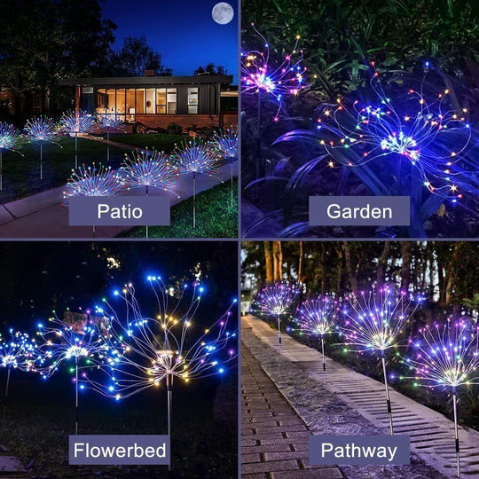 Buy Colourful Fireworks 120 LED Fairy String Lights Starburst Solar Xmas Garden Night Lamp Hot NEW discounted | Products On Sale Australia