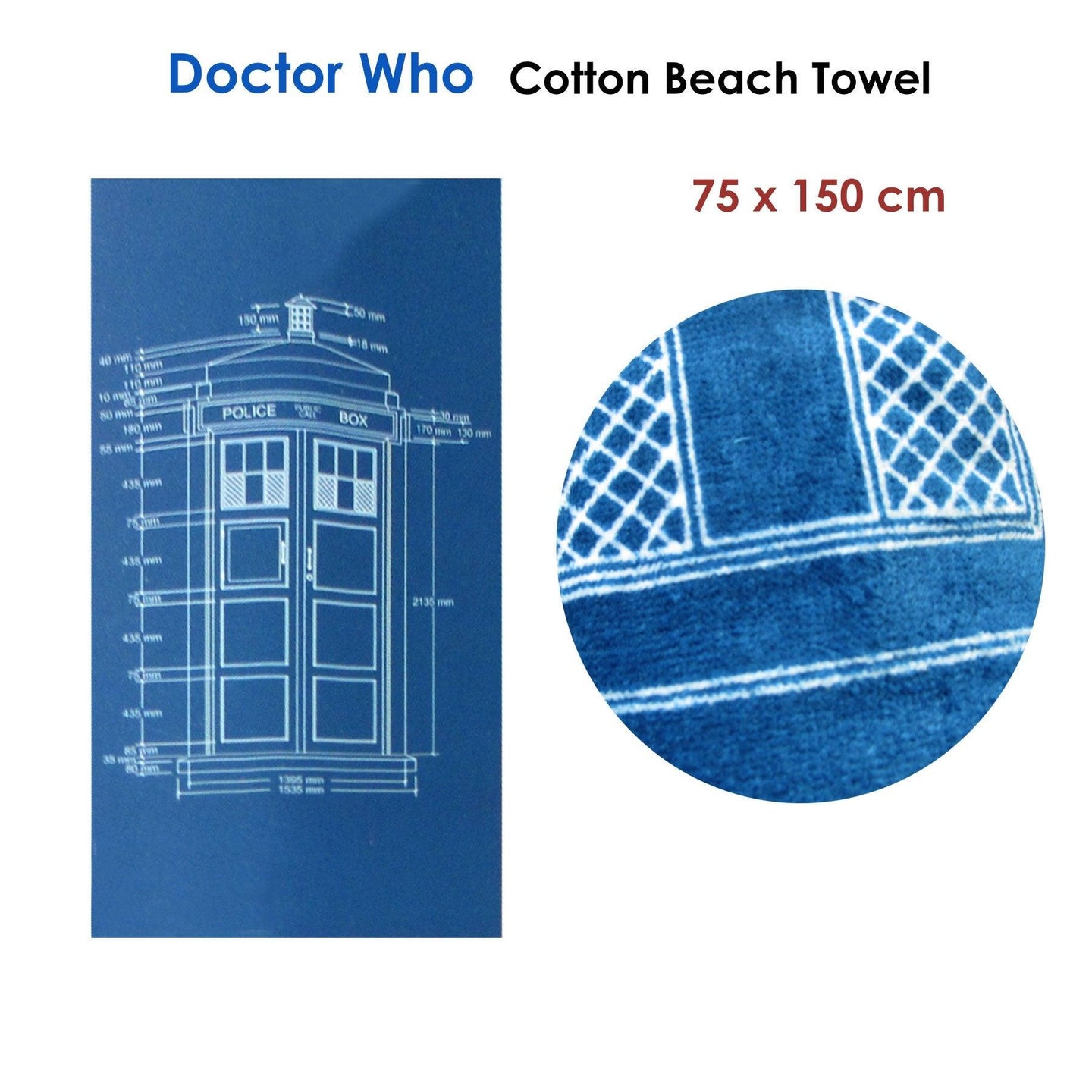 Buy Cotton Bath / Beach Towel Doctor Who discounted | Products On Sale Australia