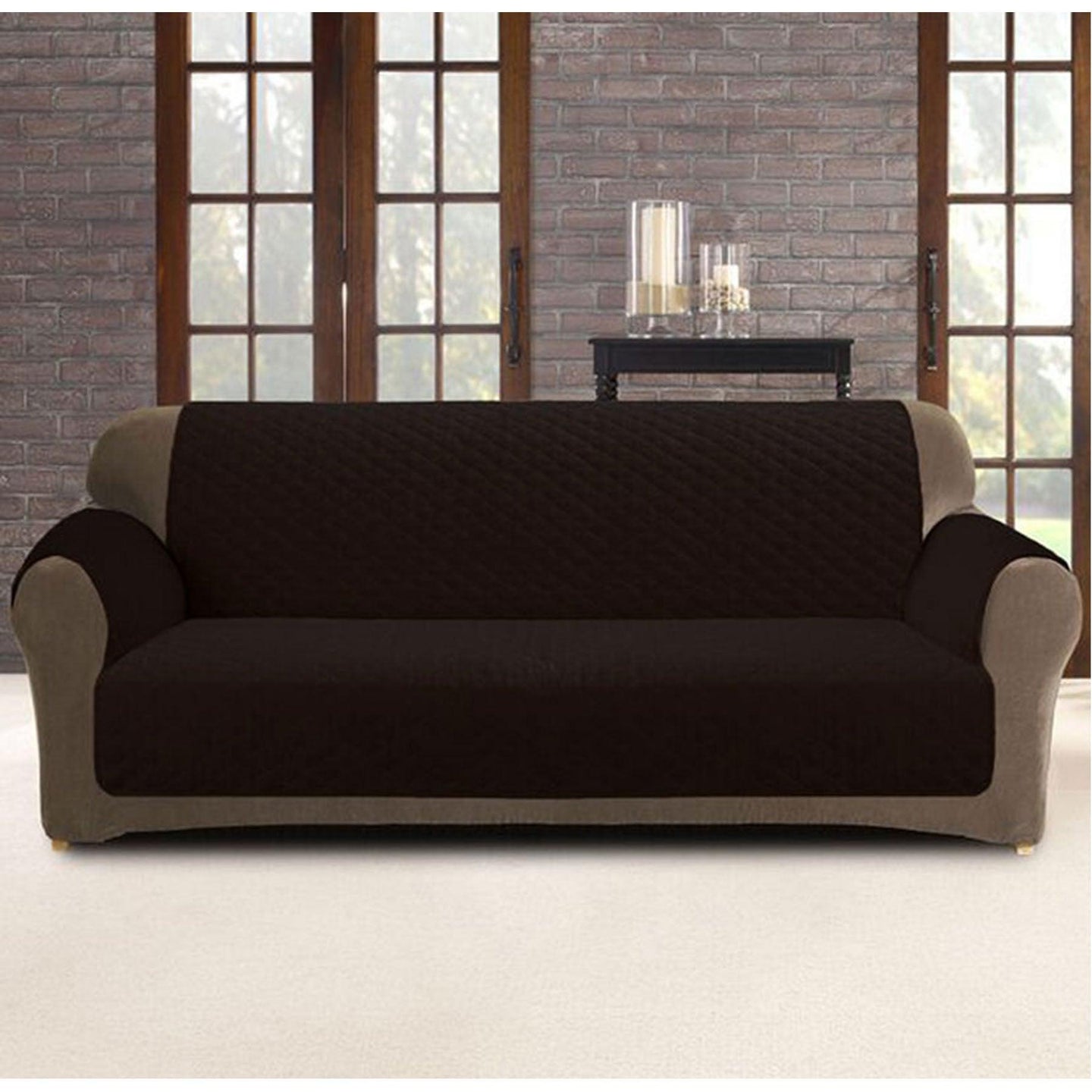 Buy Custom Fit Sofa Cover Protector Two Seater Coffee (Chocolate) discounted | Products On Sale Australia