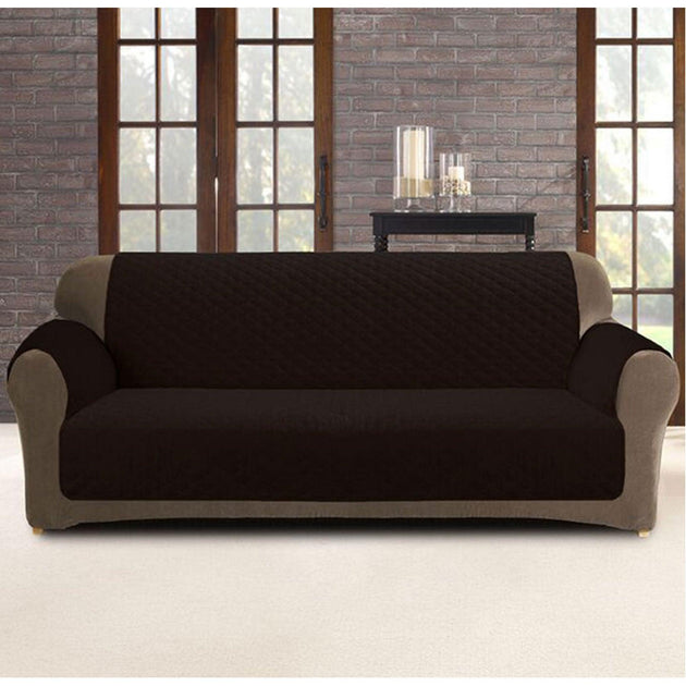 Buy Custom Fit Sofa Cover Protector Two Seater Coffee (Chocolate) | Products On Sale Australia