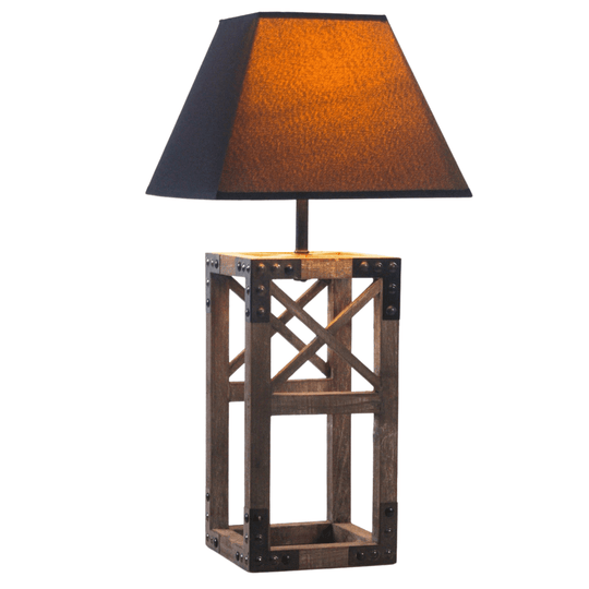 Buy Designer Wooden TABLE LAMP Modern Rustic Geo Industrial Retro Desk Light discounted | Products On Sale Australia