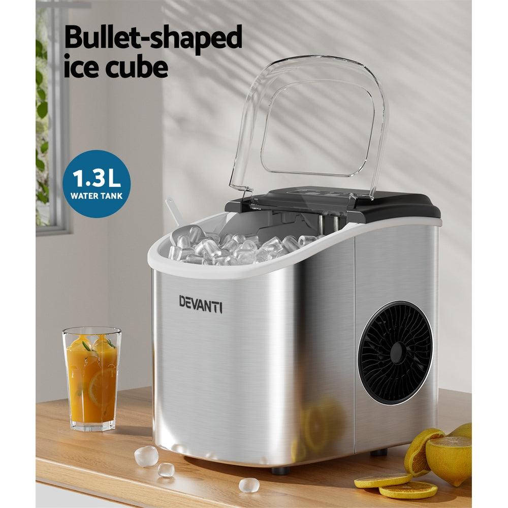 Buy Devanti 12kg Ice Maker Machine w/Self Cleaning Silver discounted | Products On Sale Australia