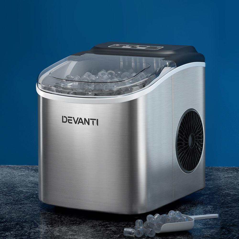 Buy Devanti 12kg Ice Maker Machine w/Self Cleaning Silver discounted | Products On Sale Australia